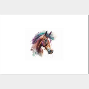 Horse Watercolour Painting Posters and Art